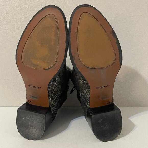 Vionic Metallic Snakeskin Suede Kamryn Ankle Boots  Gray Women's Size 7 - Picture 12 of 16